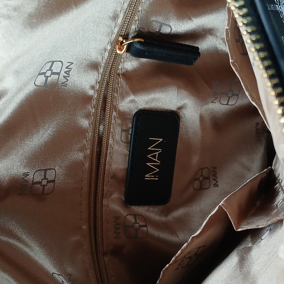 IMAN Plaid Dome Satchel Black/White - Picture 6 of 9